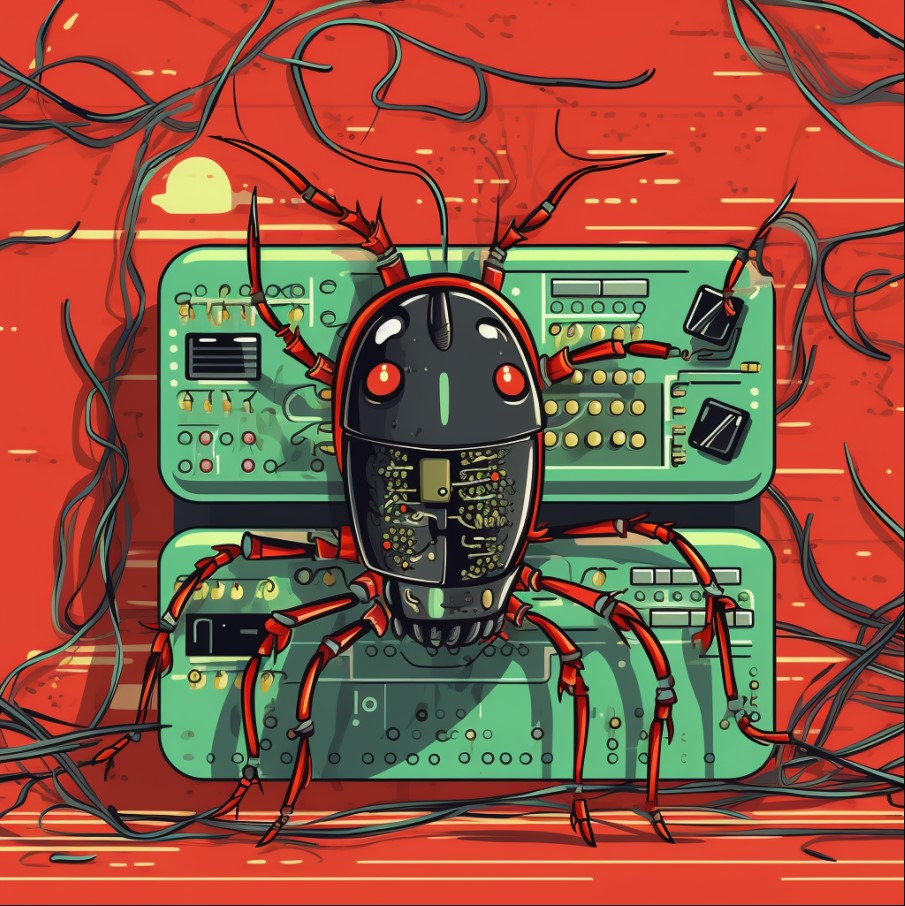 A bug cutting wires